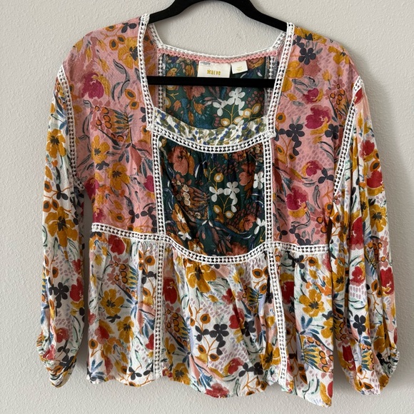 Anthropologie Maeve Nikki Peasant Blouse Floral Bohemian XS - Picture 7 of 11